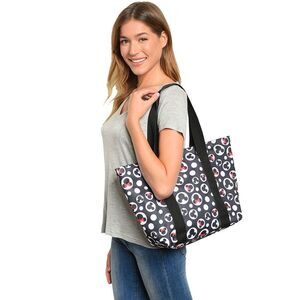 New Mickey Mouse Tote Bag Minnie Icon Zippered Black Disney Travel Handbag